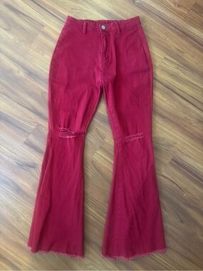 Red bell bottom jeans